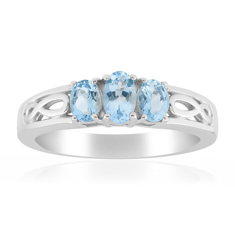 Zilveren ring met een Santa Maria-aquamarijn