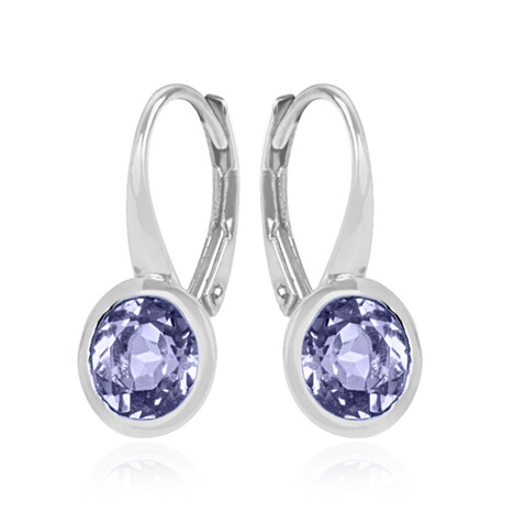 Nicht erhitzter Tansanit-Silberohrringe