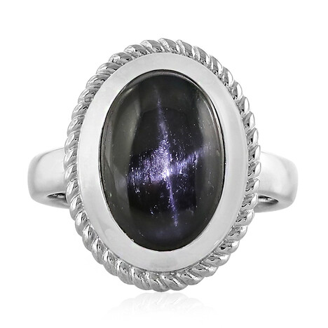 Anillo en plata con Diópsido estrella de la India