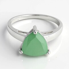 Anello in argento con Calcedonio Verde