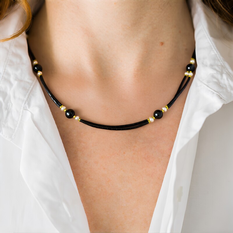Collana in argento con Ematite Nera