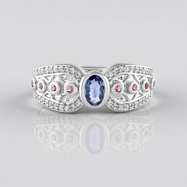Unheated Ceylon Blue Sapphire Silver Ring