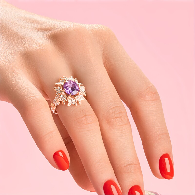 Anillo en plata con Amatista Rosa de Francia (Gems en Vogue)