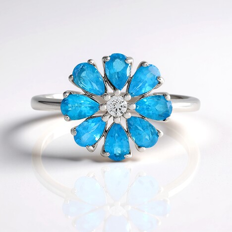 Anello in argento con Apatite Blu Neon