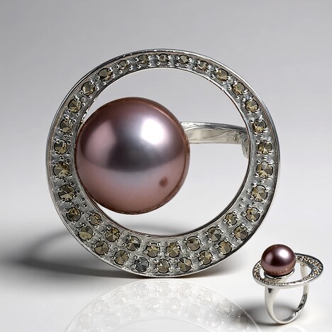 Anello in argento con Perla Tahitiana (Annette classic)