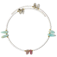 Collier ras du cou en acier et Labradorite (Riya)