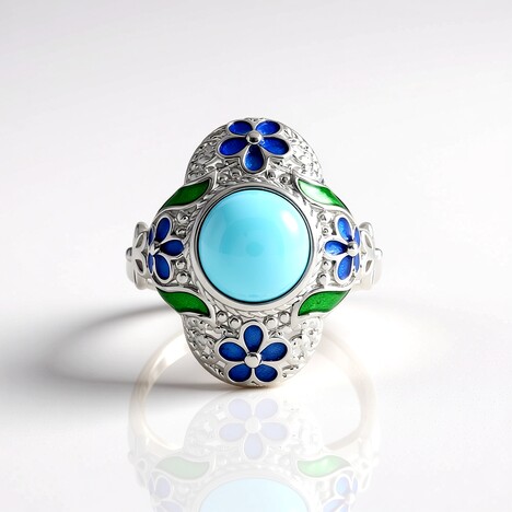 Anello in argento con Turchese Sleeping Beauty (Adela Silber)