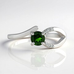 Anello in argento con Diopside Russo