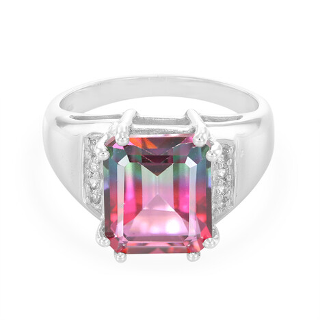 Zilveren herenring met een meerkleurige topaas
