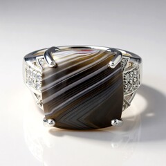 Anello in argento con Agata Botswana