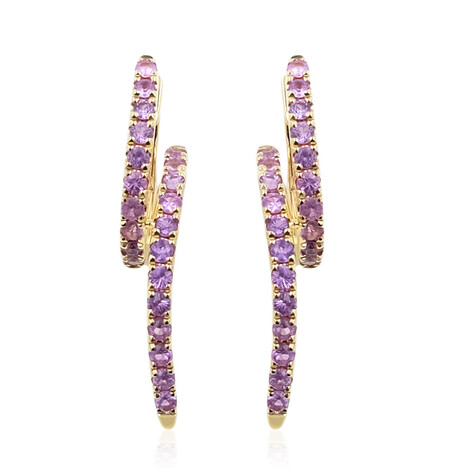 9K Unheated Ceylon Purple Sapphire Gold Earrings