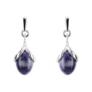 Pendientes en plata con Charoita (dagen)