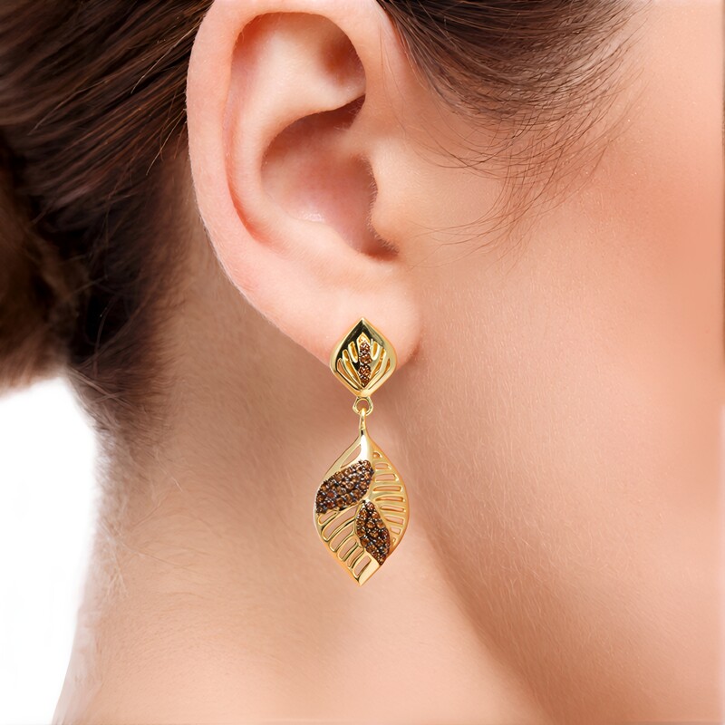 Champagner-Zirkon-Silberohrringe