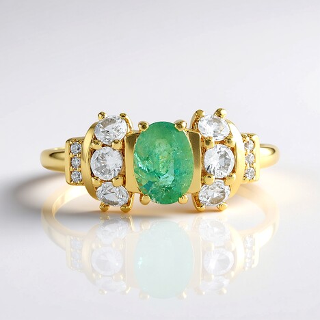 Anello in argento con Smeraldo Russo (Adela Silber)