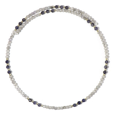 Collana rigida in acciaio con Iolite del Madagascar (Riya)