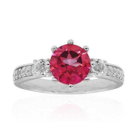 Pinkfarbener Mystik-Topas-Silberring