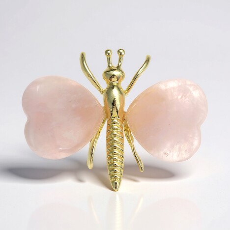 Figurine en laiton et Quartz rose