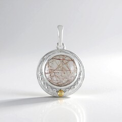 Ciondolo in argento con Quarzo Rutilato Ramato (Granulieren)