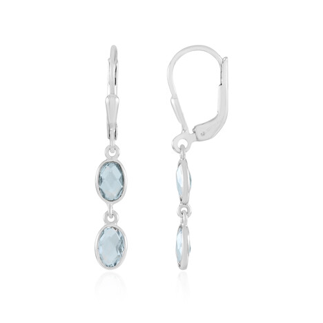 Boucles d'oreilles en argent et Topaze bleu ciel