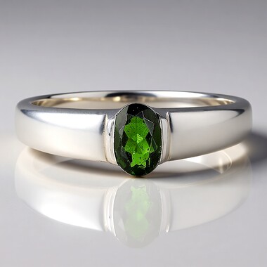 Anillo en plata con Diópsido de Rusia