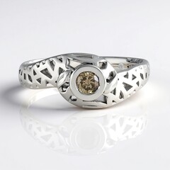Anello in argento con Diamante Champagne I2