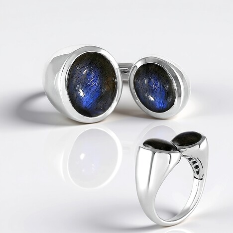 Anello in argento con Labradorite Blu Maniry (KM by Juwelo)