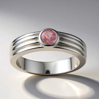 Brazilian Pink Tourmaline Silver Ring (Pallanova)
