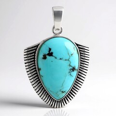 Pendentif en argent et Turquoise bleue de Mohavie (Jones Lee)