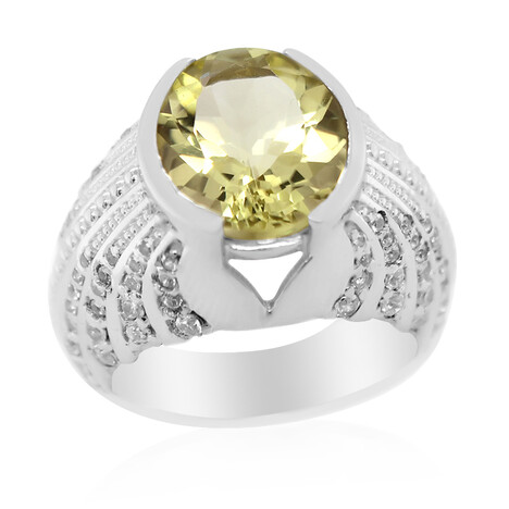 Anillo de hombre en plata con Cuarzo del Ouro Verde