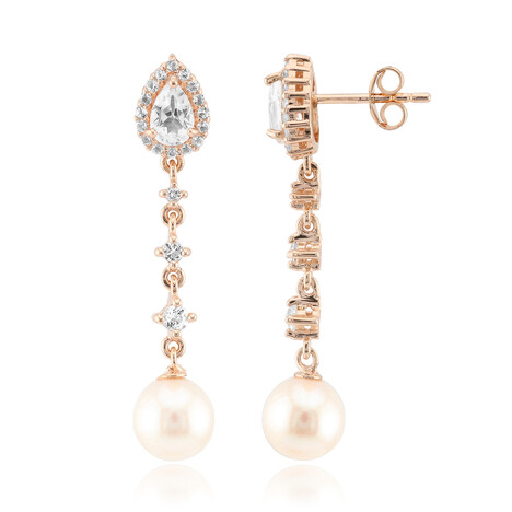 Weiße Süßwasserzuchtperlen-Silberohrringe