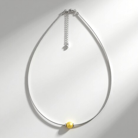 Collana in argento con Ambra Milky Baltica (MONOSONO COLLECTION)