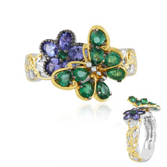 Anillo en plata con Esmeralda de Zambia