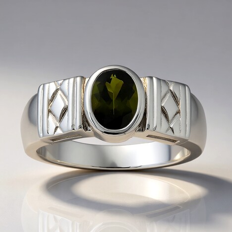 Anello in argento con Tormalina Verde Brasiliana (Pallanova)