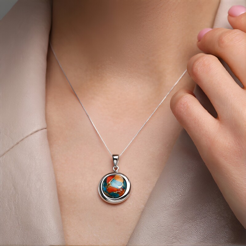 Edelstein-Silberanhänger