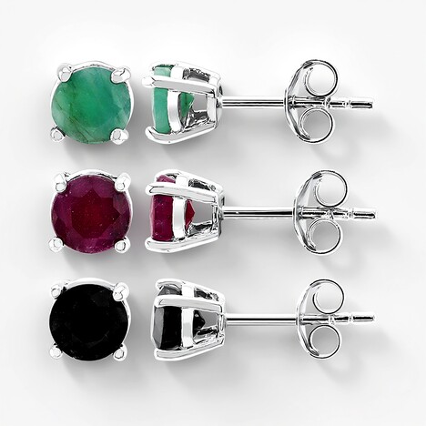 Boucles d'oreilles en argent et Saphir noir