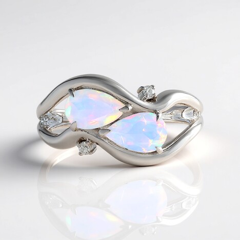 Anello in argento con Opale di Welo AAA (de Melo Essence)