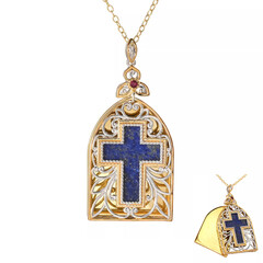 Zilveren halsketting met een lapis lazuli (Gems en Vogue)