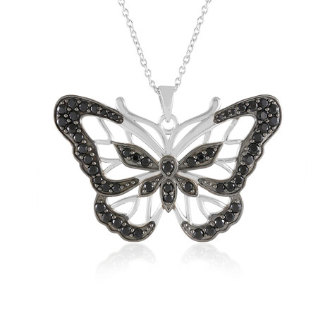 Schwarzer Spinell-Silberhalskette