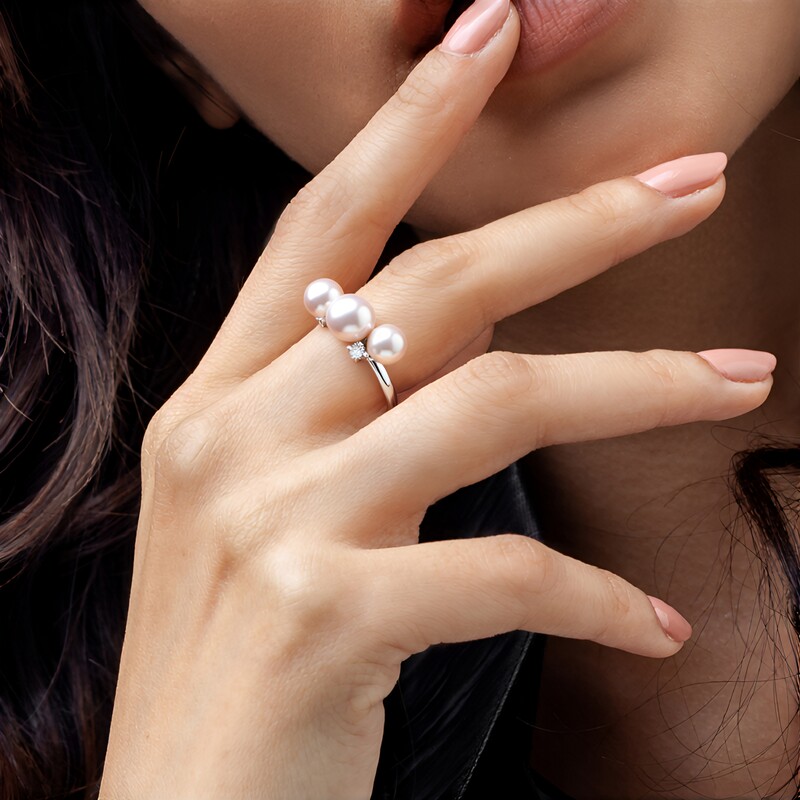 Anello in argento con Perla Ming Porpora (TPC)