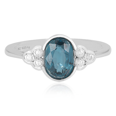 Anello in argento con Cianite Blu Foglia di Tè