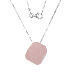 Rosenquarz-Silbercollier
