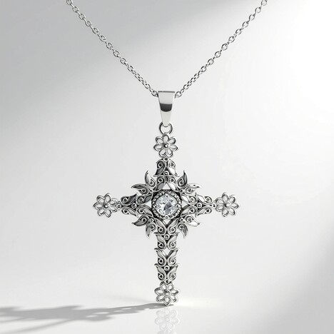Collana in argento con Topazio Bianco