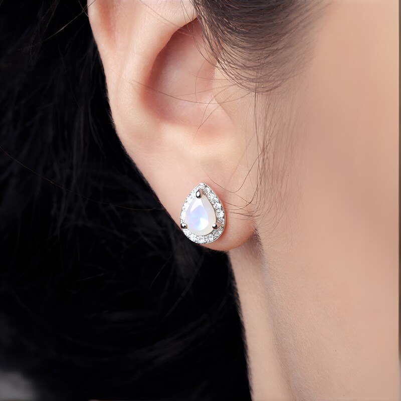 Australischer Opal-Silberohrringe