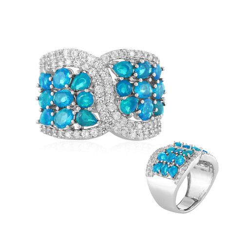 Anillo en plata con Ópalo azul de Etiopía