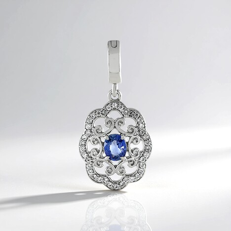 Ciondolo in argento con Zaffiro Ceylon Blu (non riscaldato)
