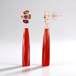 Boucles d'oreilles en argent et Calcédoine rouge (KM by Juwelo)
