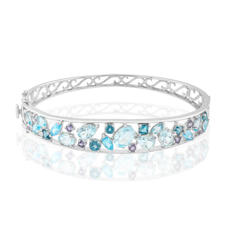 Brazalete en plata con Topacio azul cielo