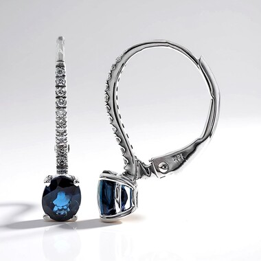 Pendientes en oro con Zafiro azul Ceylon
