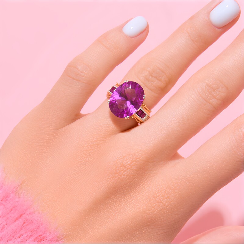 Anello in argento con Fluorite Rosa (Gems en Vogue)