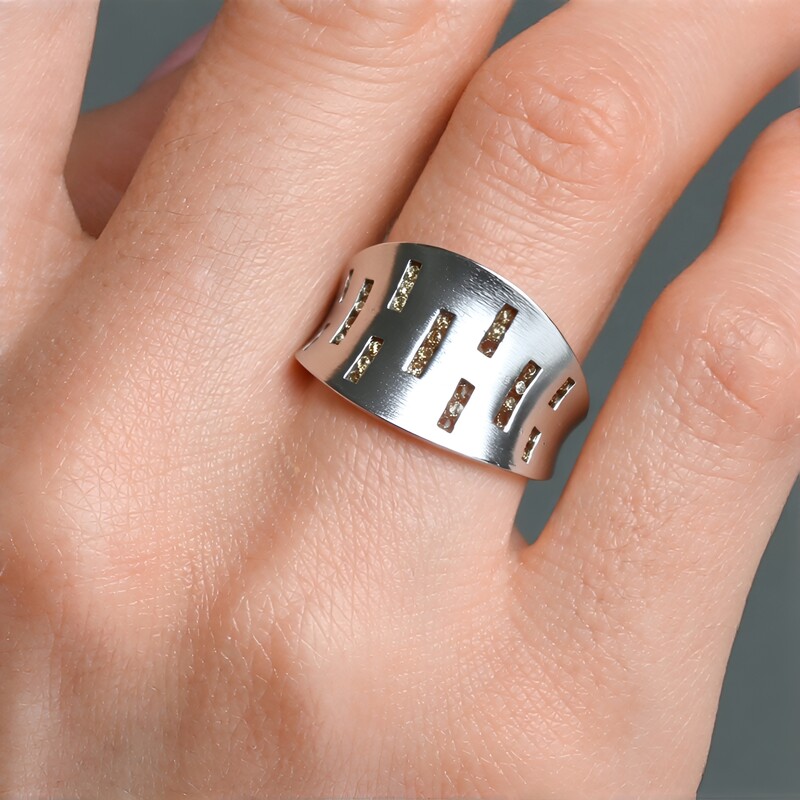 I2 Champagner-Diamant-Silberring (de Melo)